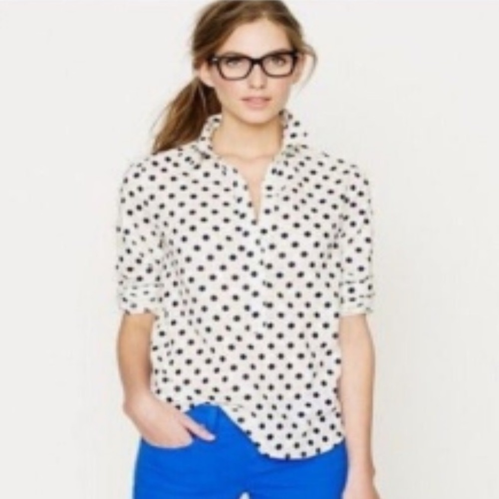 J crew jacquard polka dot popover